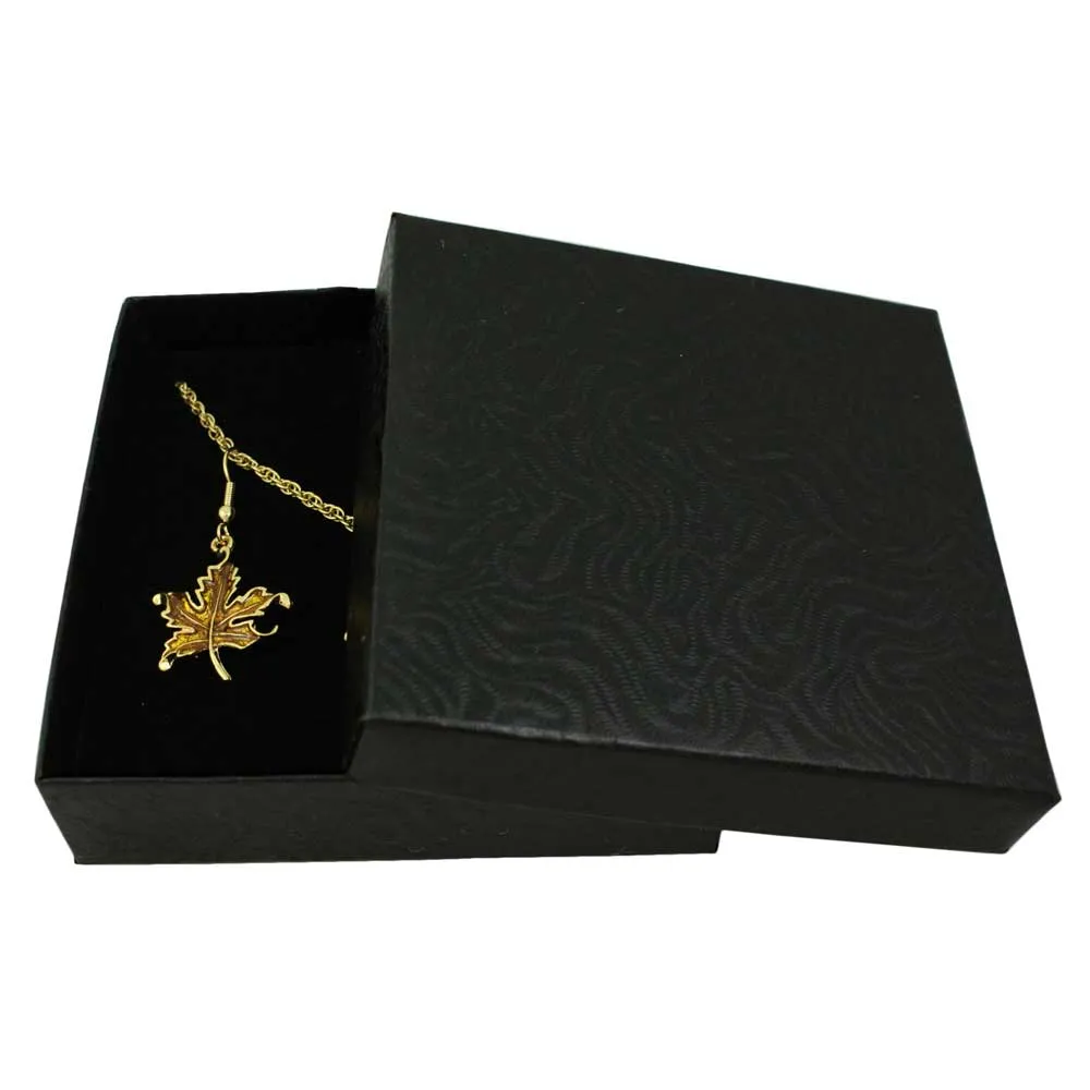 Dark Gold Enamel Maple Leaf Necklace and Earring Set - PRL341NS