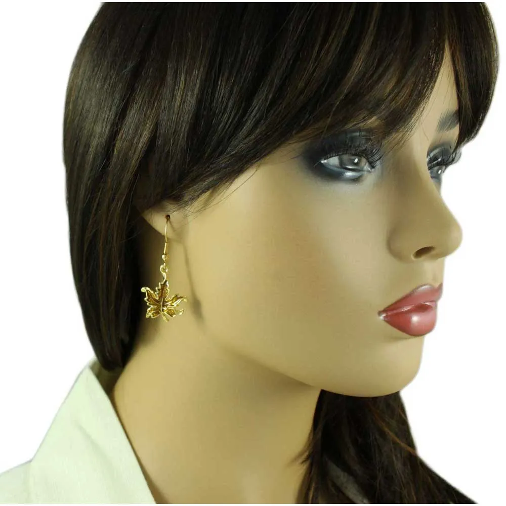 Dark Gold Enamel Maple Leaf Necklace and Earring Set - PRL341NS