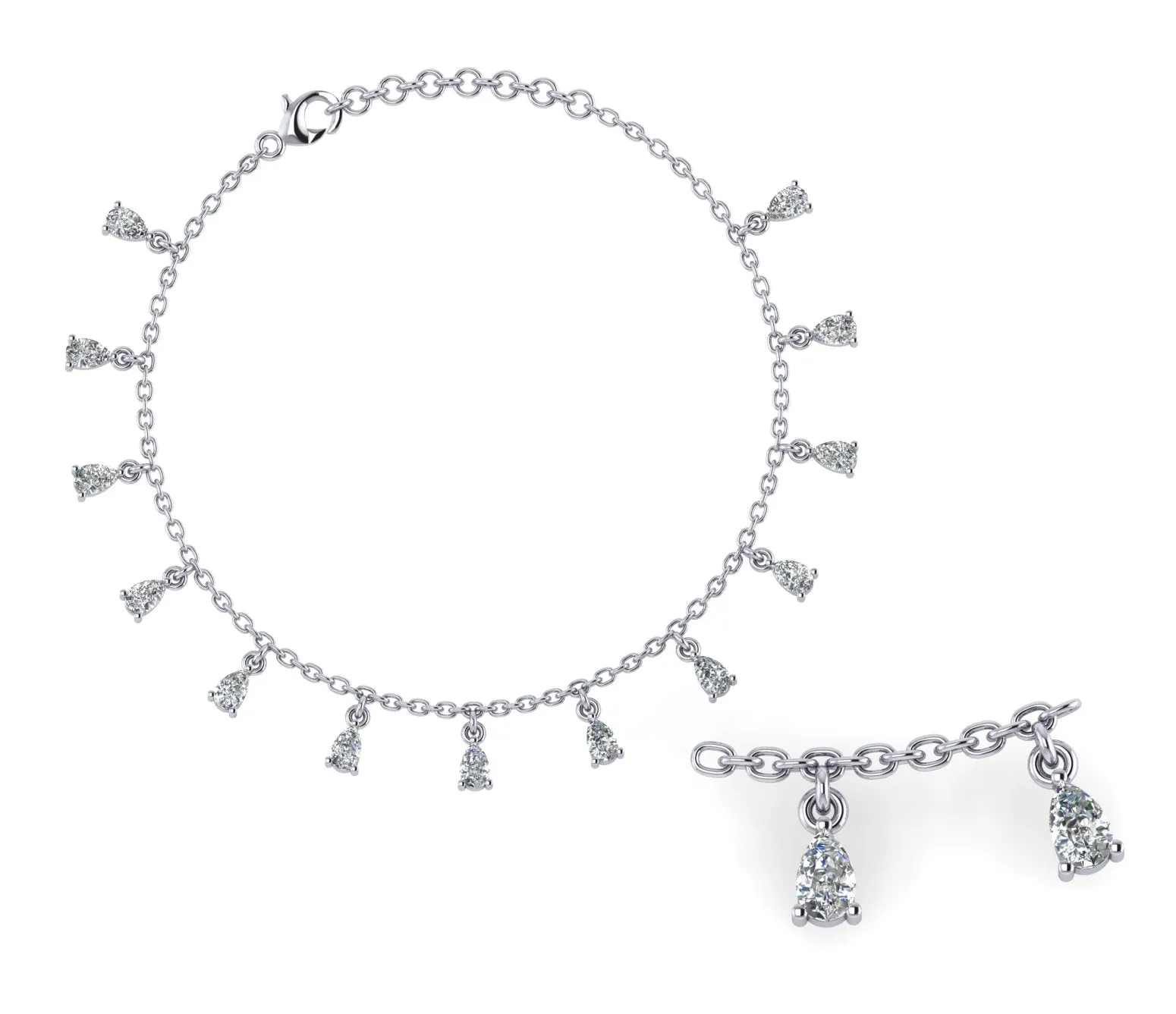 Delicate Drops Sterling Silver Anklet