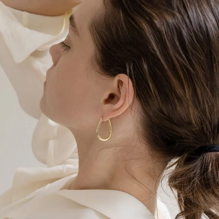 Delicate Gold Drop Hoop Earrings