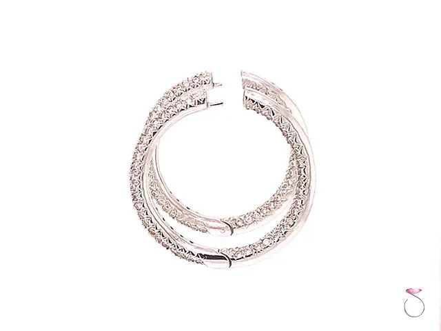 Designer Diamond Pave' 18K Hoop Earrings, 1.50 Carat