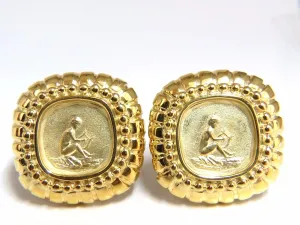 Designer Raafty Angel & Harp Gold Clip earrings 14kt Omega