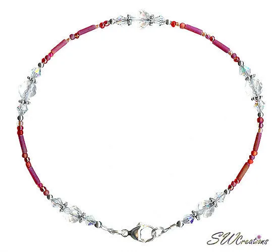 Designer Red Rock Crystal Beaded Anklet