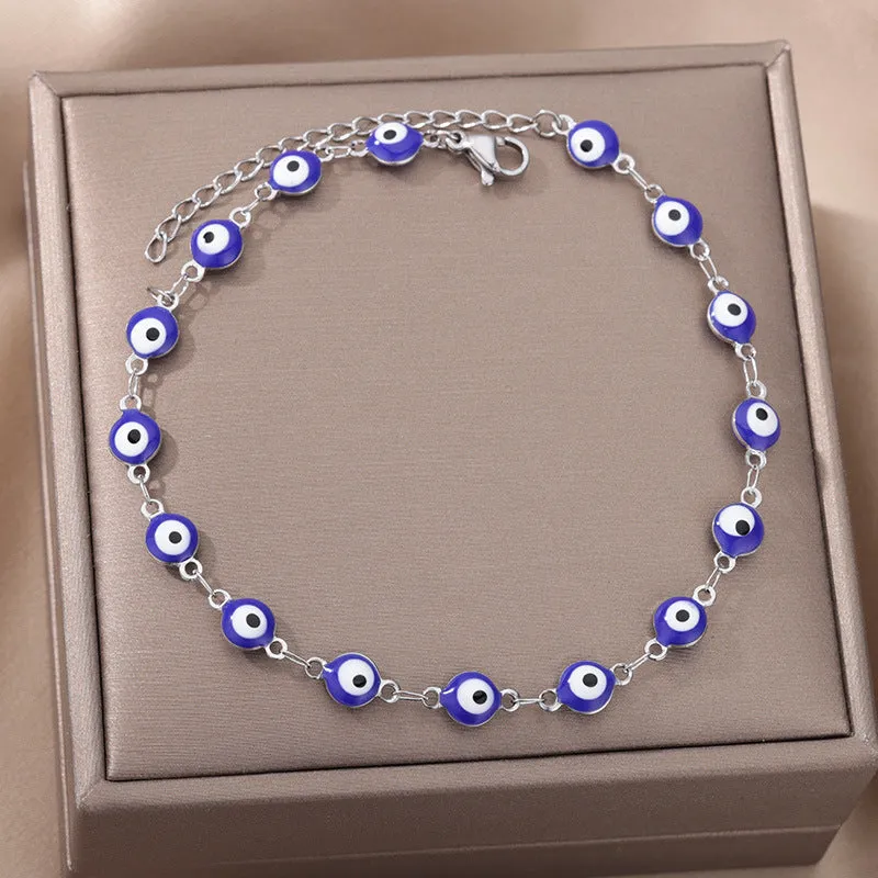 Devil's Eye Anklet Personality Combination Color Eyes Irregular Pearl