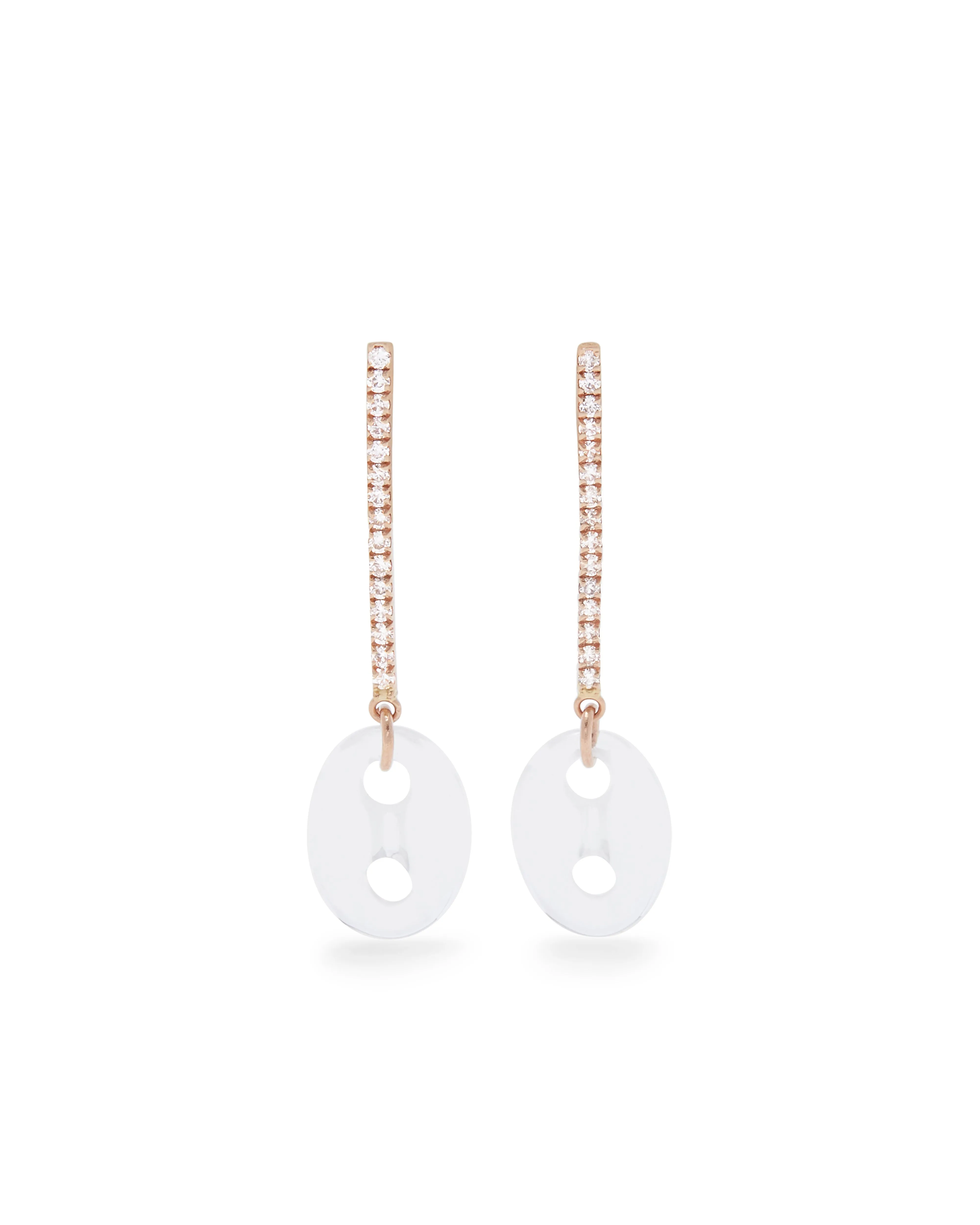 Diamond & Rock Crystal Drop Link Earrings