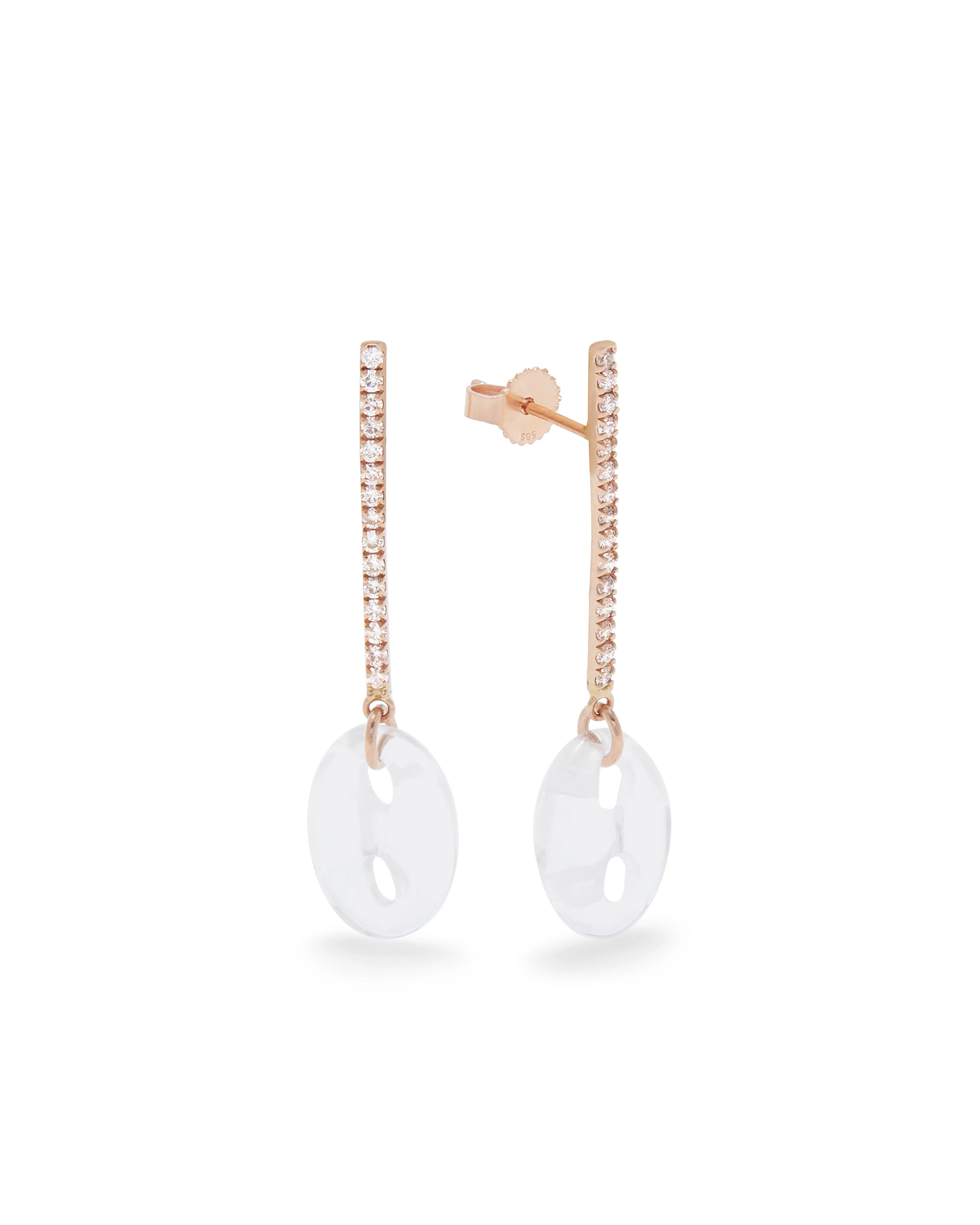 Diamond & Rock Crystal Drop Link Earrings