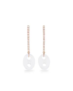Diamond & Rock Crystal Drop Link Earrings