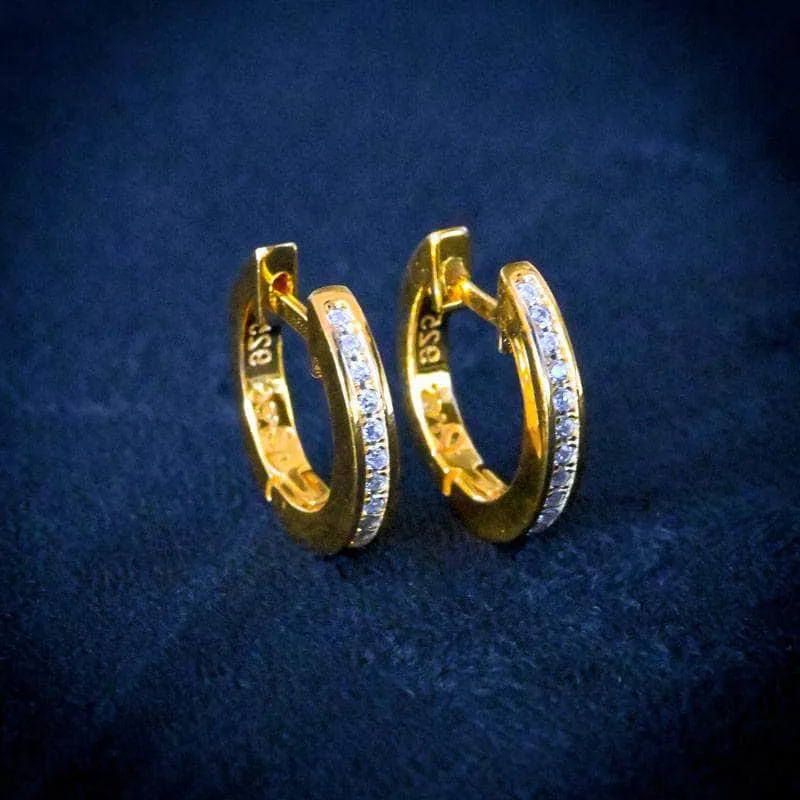 Diamond and Yellow Gold Hoop Earrings