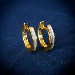 Diamond and Yellow Gold Hoop Earrings