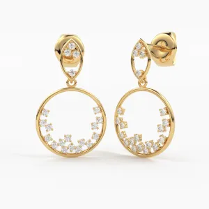 Diamond Circle Earrings/ Diamond Earrings in 14k Solid Gold / Designer Diamond Earrings/ Stud Earrings/ Statement Diamond Studs / Gift