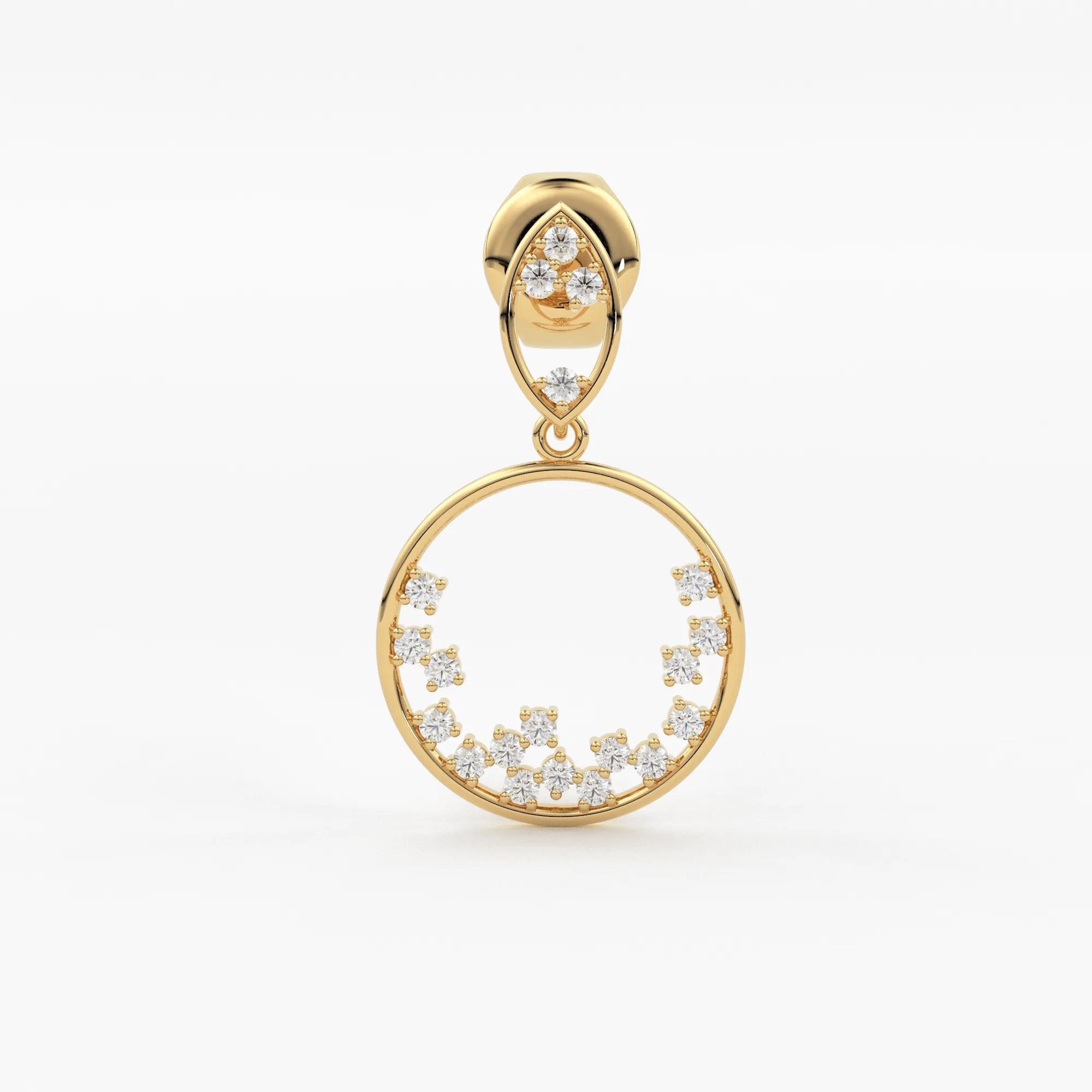 Diamond Circle Earrings/ Diamond Earrings in 14k Solid Gold / Designer Diamond Earrings/ Stud Earrings/ Statement Diamond Studs / Gift
