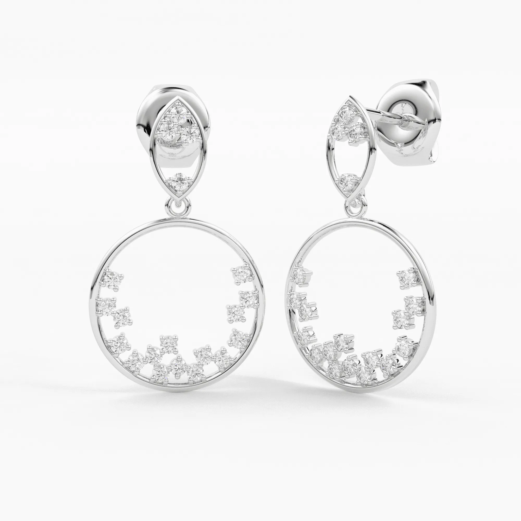 Diamond Circle Earrings/ Diamond Earrings in 14k Solid Gold / Designer Diamond Earrings/ Stud Earrings/ Statement Diamond Studs / Gift