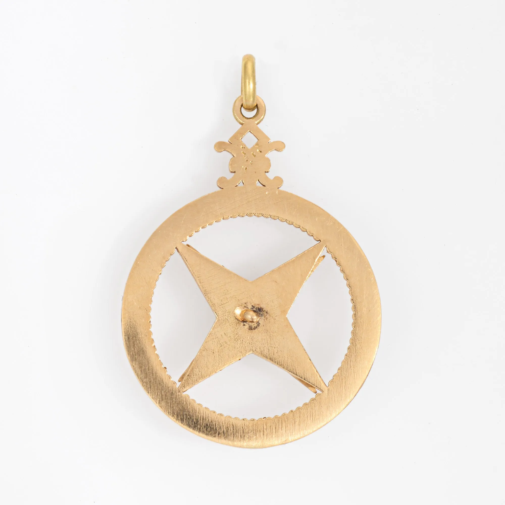 Diamond Compass Pendant 18k Yellow Gold Estate Fine Jewelry Points Move
