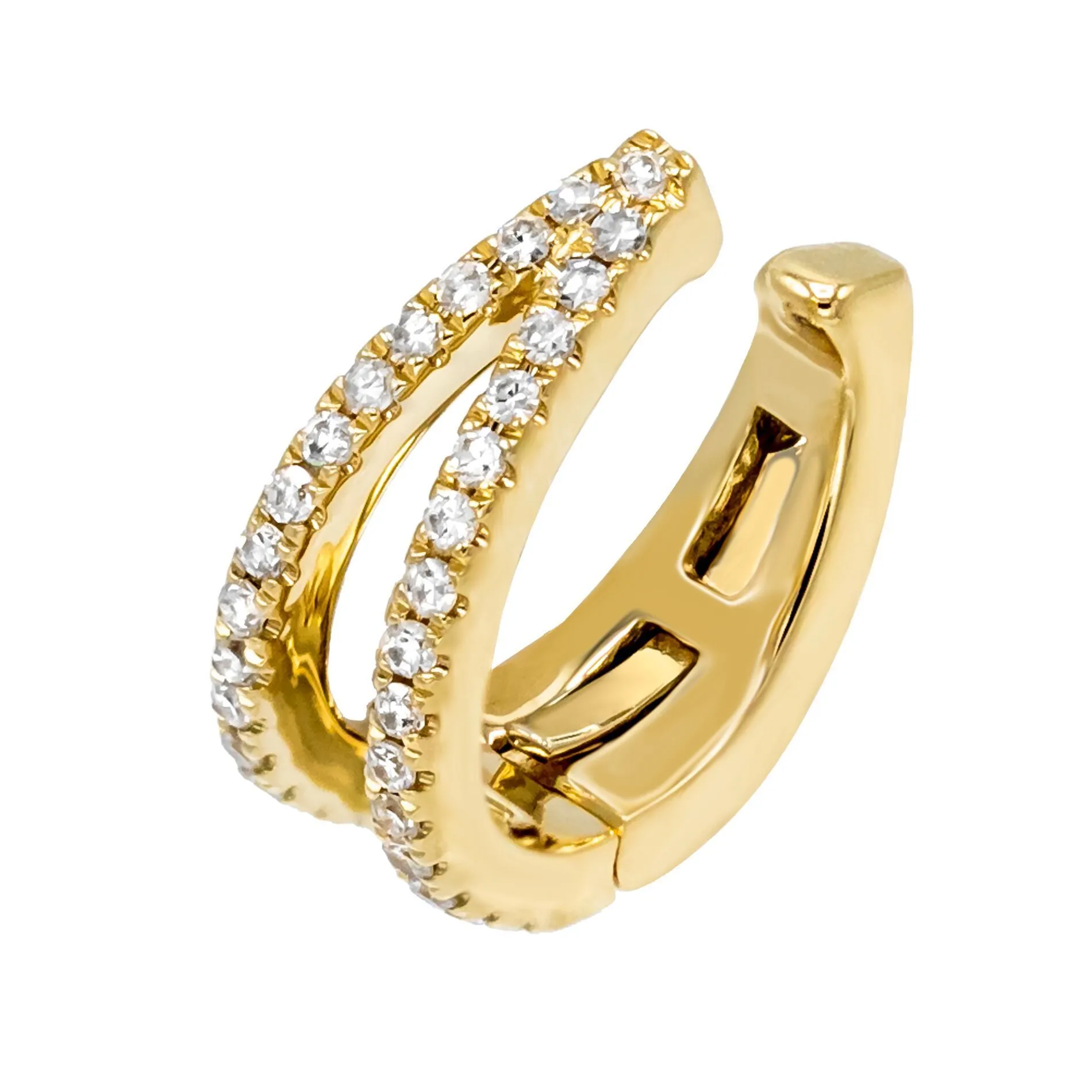 Diamond Double Row Hinge Ear Cuff 14K
