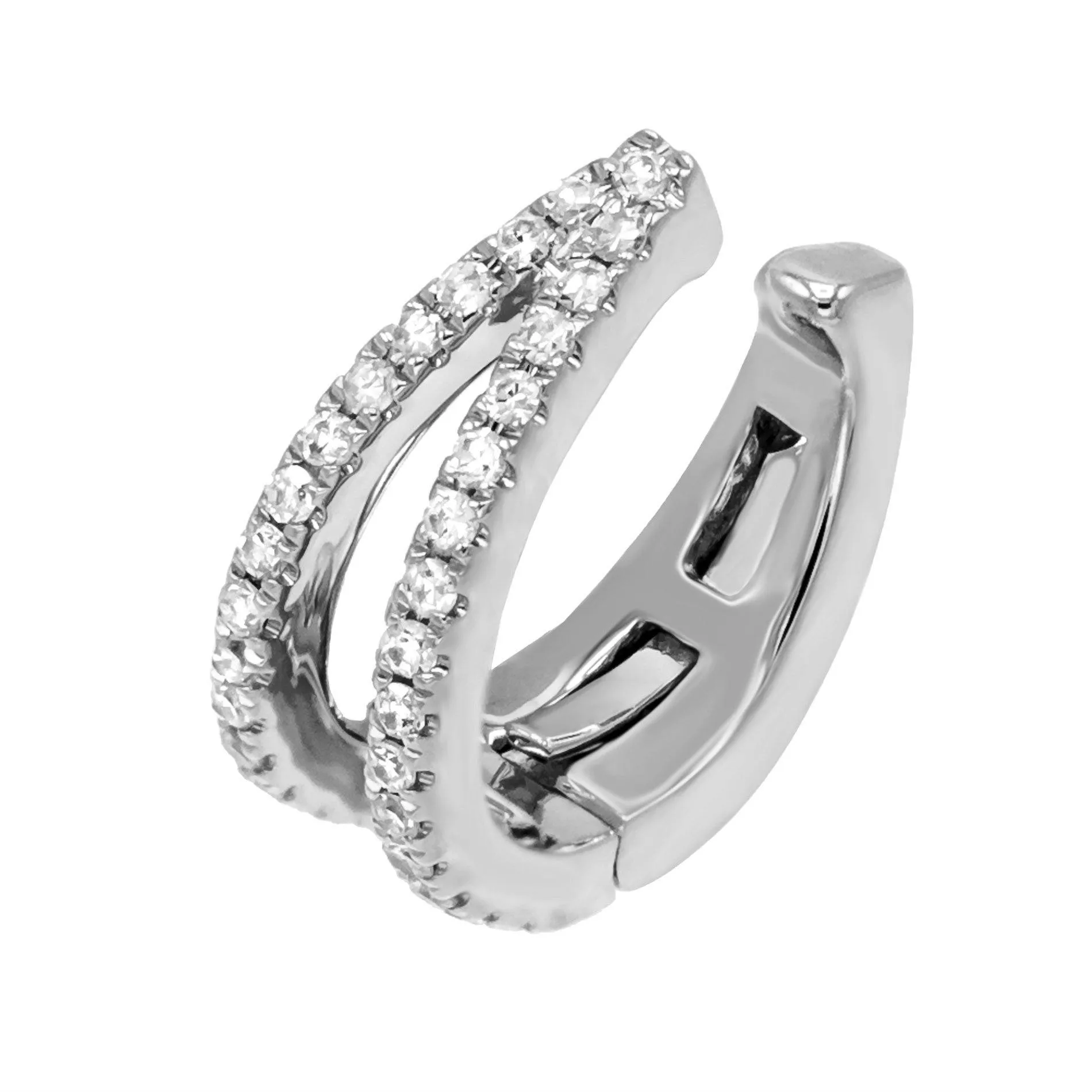 Diamond Double Row Hinge Ear Cuff 14K