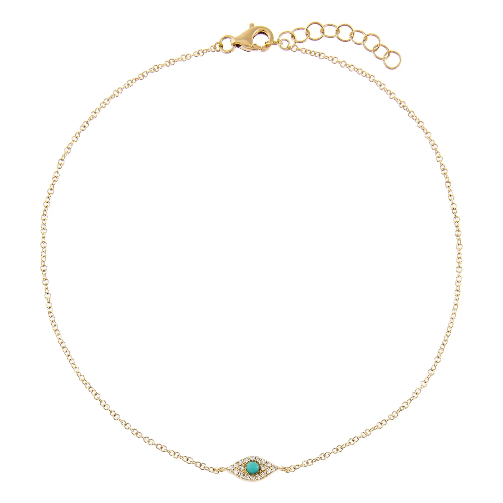 Diamond Evil Eye Anklet 14K