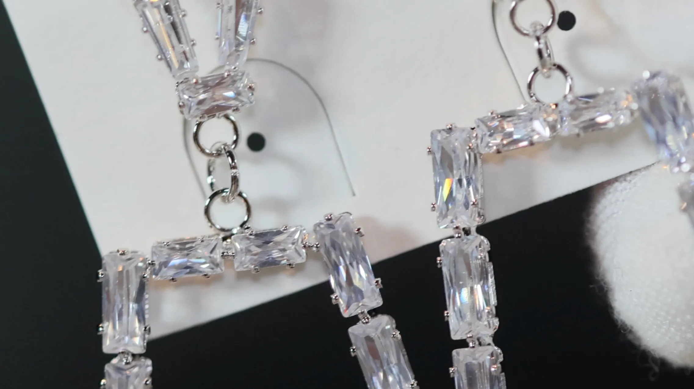 Diamond Hoop Earrings | Hoop Earrings | Womens Baguette Diamond Earrings | Silver Hoop Earrings with Diamonds | Baguette Hoop Earrings