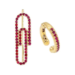 Diamond Paper Clip Combo Set 14K
