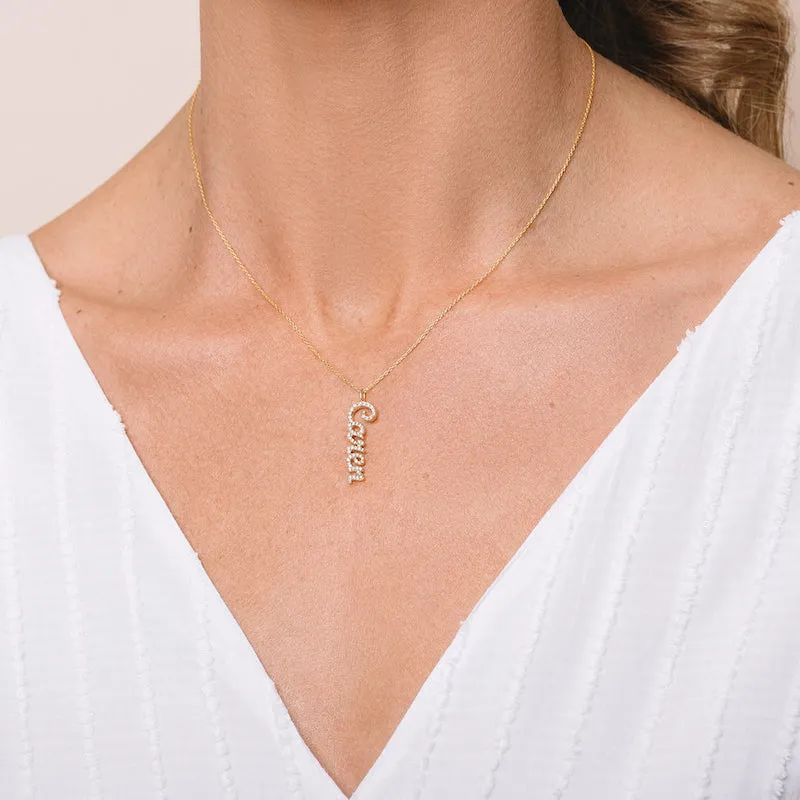 Diamond Pavé Personalized Script Letter Pendant Necklace
