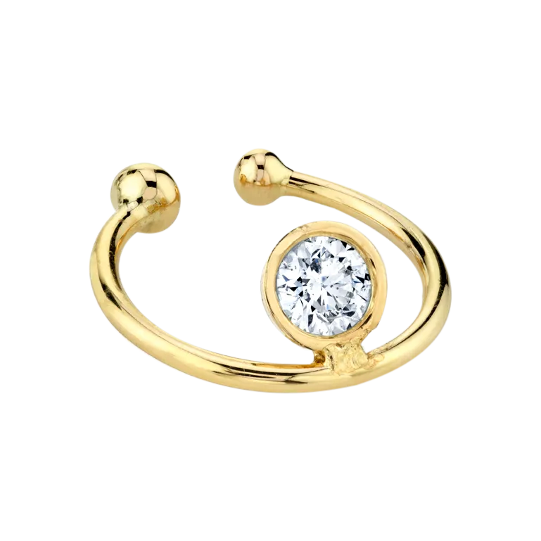 Disc Ear Cuff with Floating Diamond