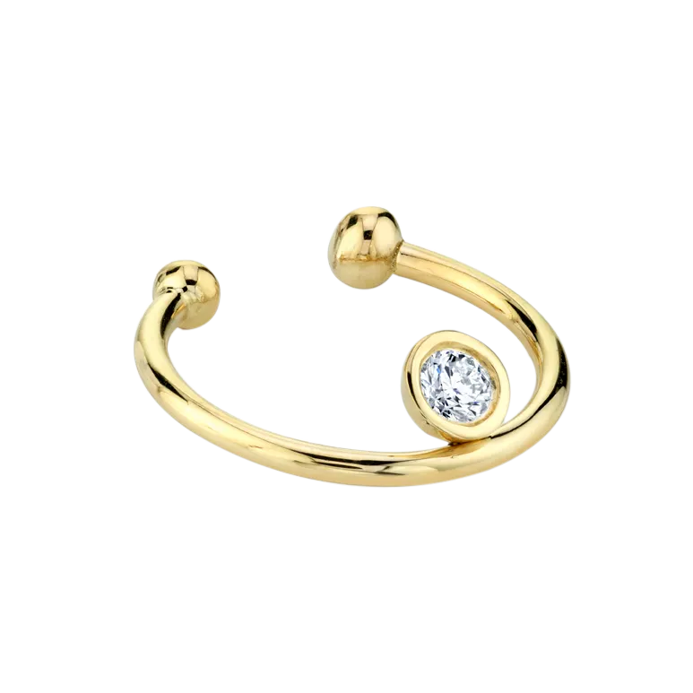 Disc Ear Cuff with Floating Diamond