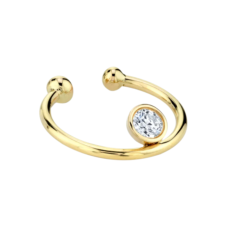 Disc Ear Cuff with Floating Diamond