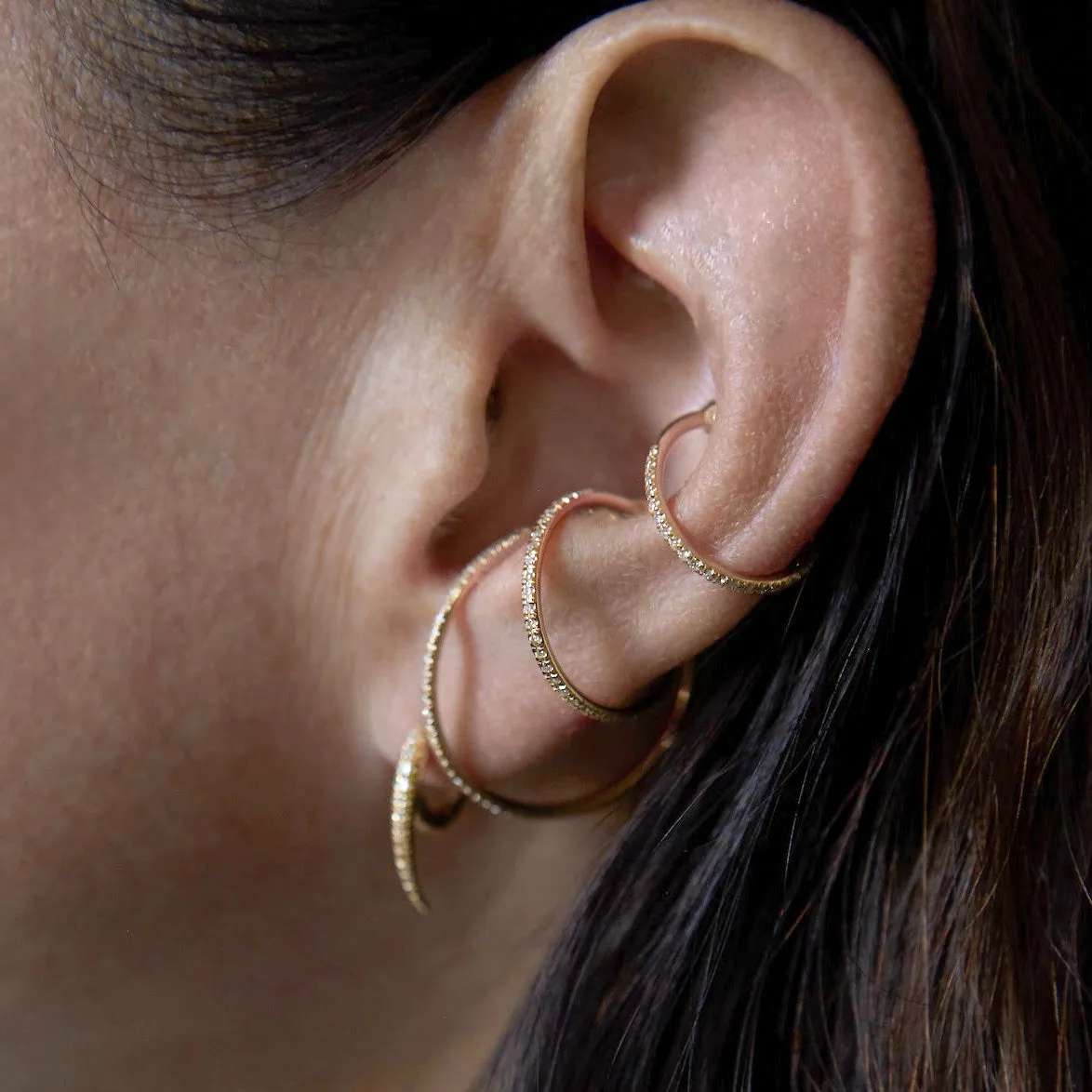 Disc Ear Cuff with White Pavé Diamonds