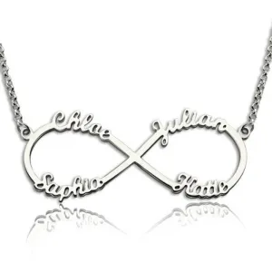 DIY 4 Names Personalized Necklace 925 Sterling Silver Letter Necklaces & Pendants Unique Birthday Gift