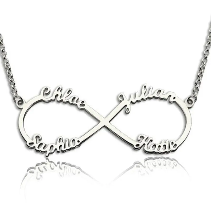 DIY 4 Names Personalized Necklace 925 Sterling Silver Letter Necklaces & Pendants Unique Birthday Gift
