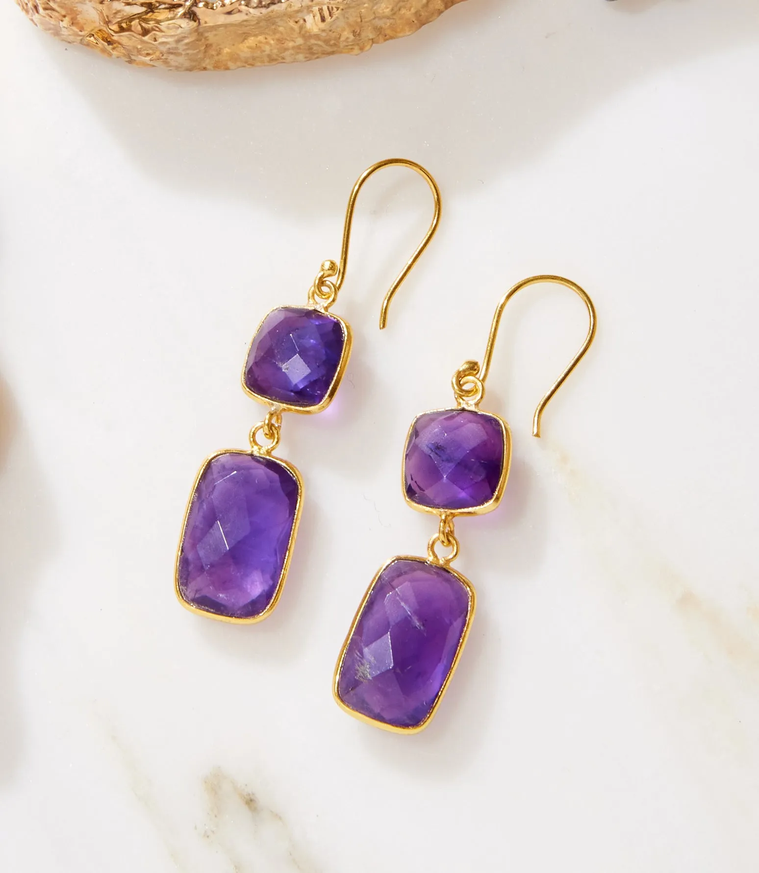 Double Drop Gemstone Earrings