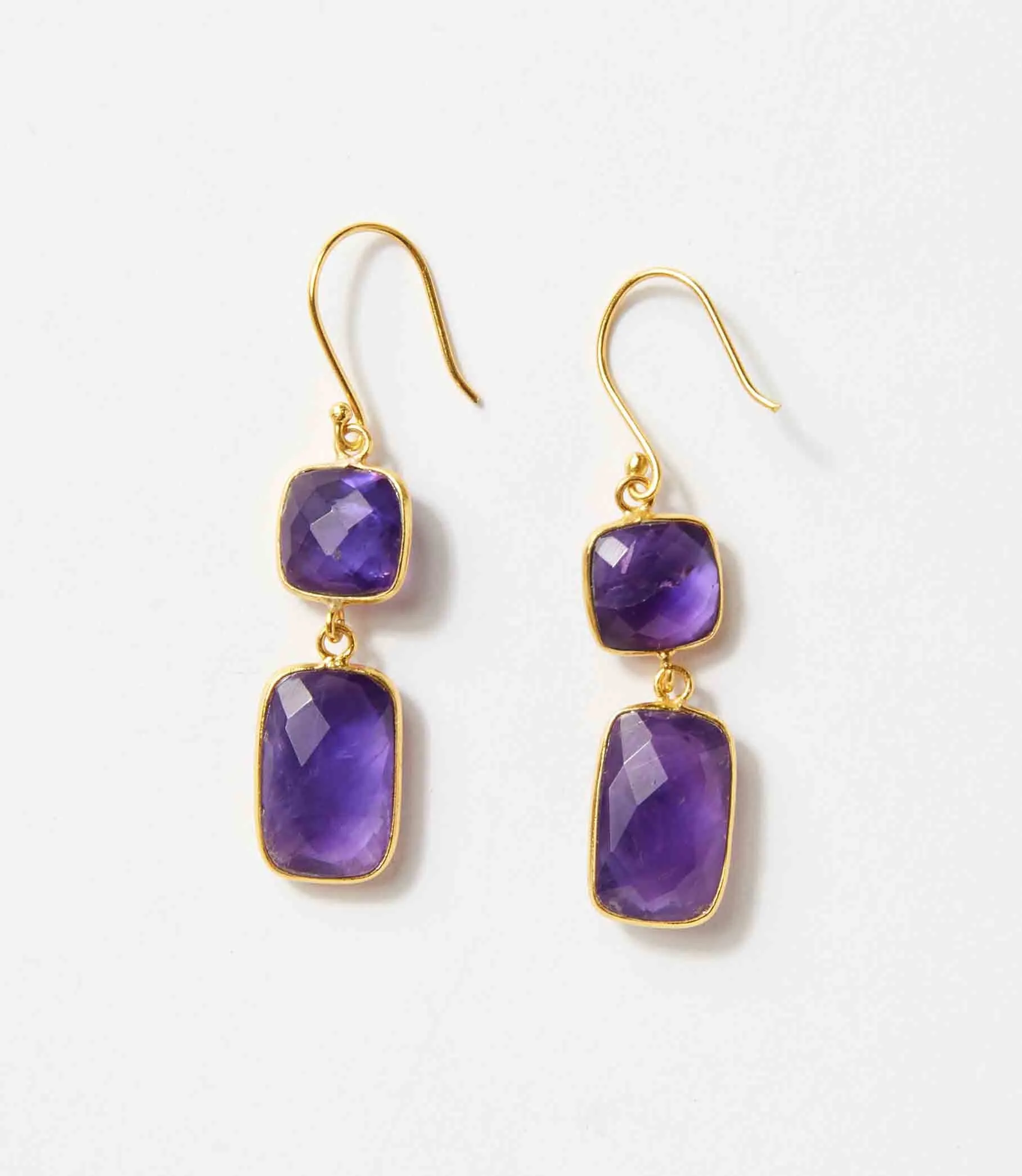 Double Drop Gemstone Earrings