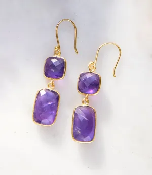 Double Drop Gemstone Earrings