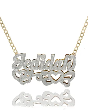 Double-Plate Name Necklace Six-Heart