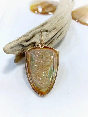 Drusy crystal set in rose gold