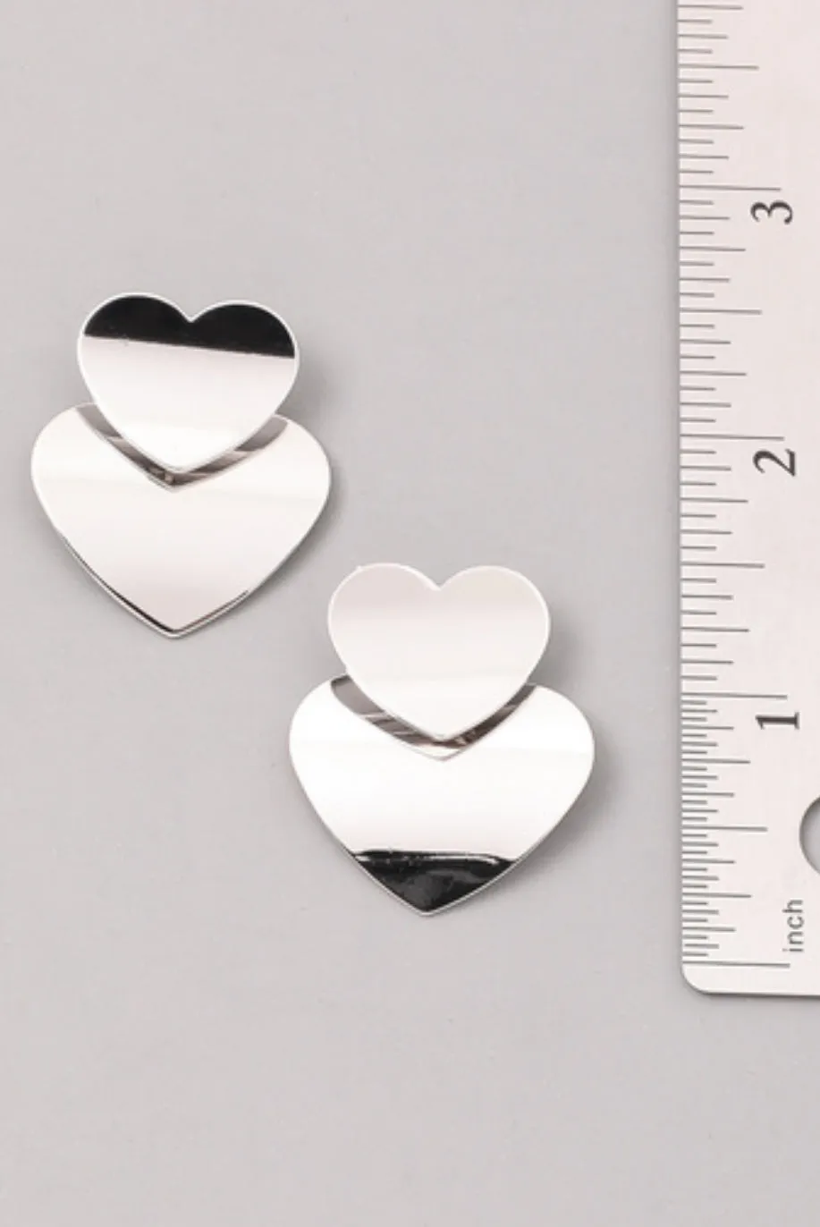 Dual Heart Gold Earrings