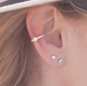 Ear Cuff with Square Cubic Zirconia Gold Vermeil (no piercing needed)
