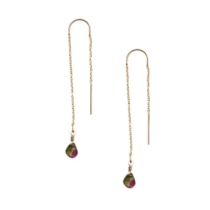 Ear Threaders in Watermelon Tourmaline
