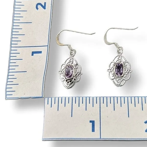 Earrings Amethyst Celtic Sterling Silver