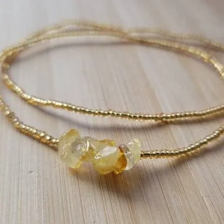 Elastic Citrine Anklet Set