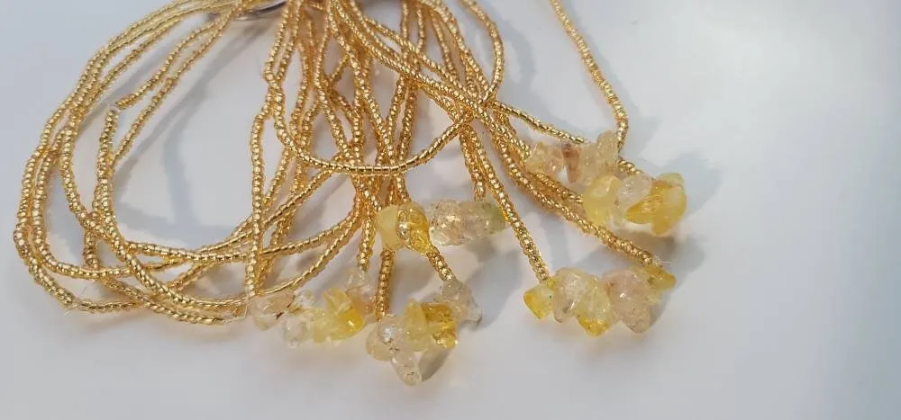 Elastic Citrine Anklet Set