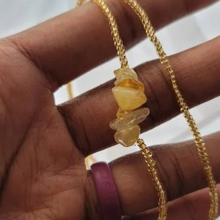 Elastic Citrine Anklet Set