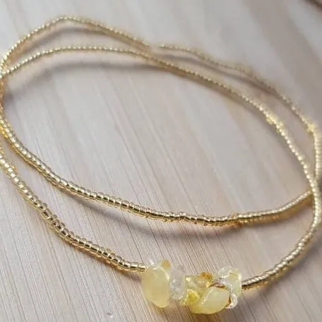 Elastic Citrine Anklet Set
