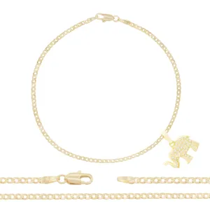 Elephant Pendant 14K Gold Filled Cubic Zirconia Anklet 10" Set 2.5 mm Women Jewelry