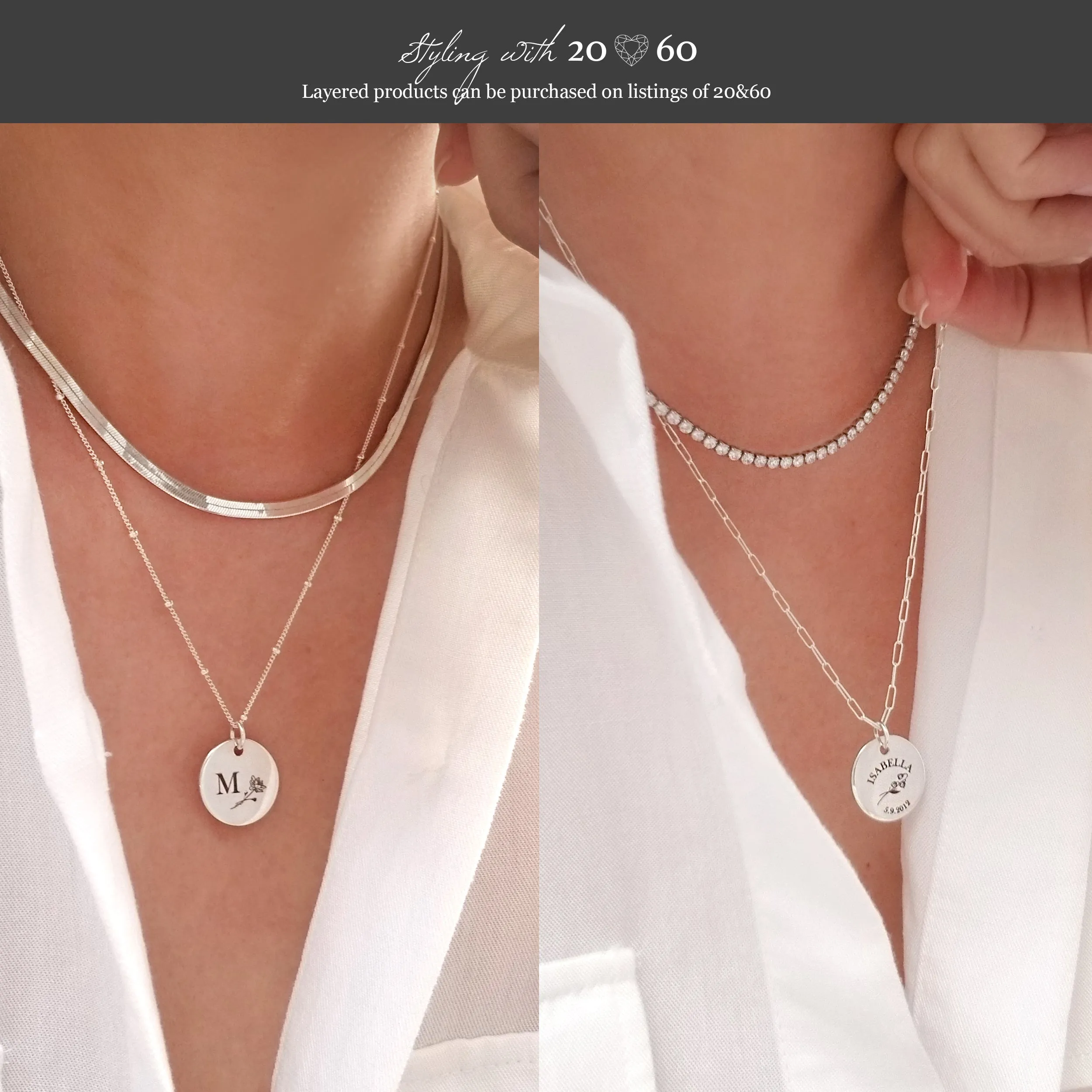 Ellie Sterling Silver Birth Flower Personalized Necklace
