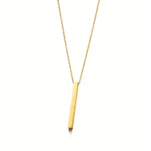Engraved Square Vertical Strip Custom Name Necklace Stainless Steel Pendant