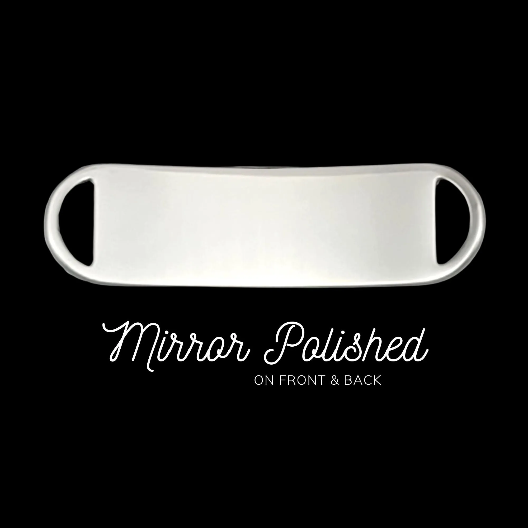 Engraved Stainless Steel Small Rectangle Medical Bracelet ID Tag - Blue