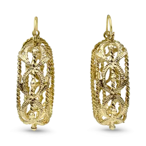 Estate 14k Yellow Gold Open-Worked Hoop Earrings