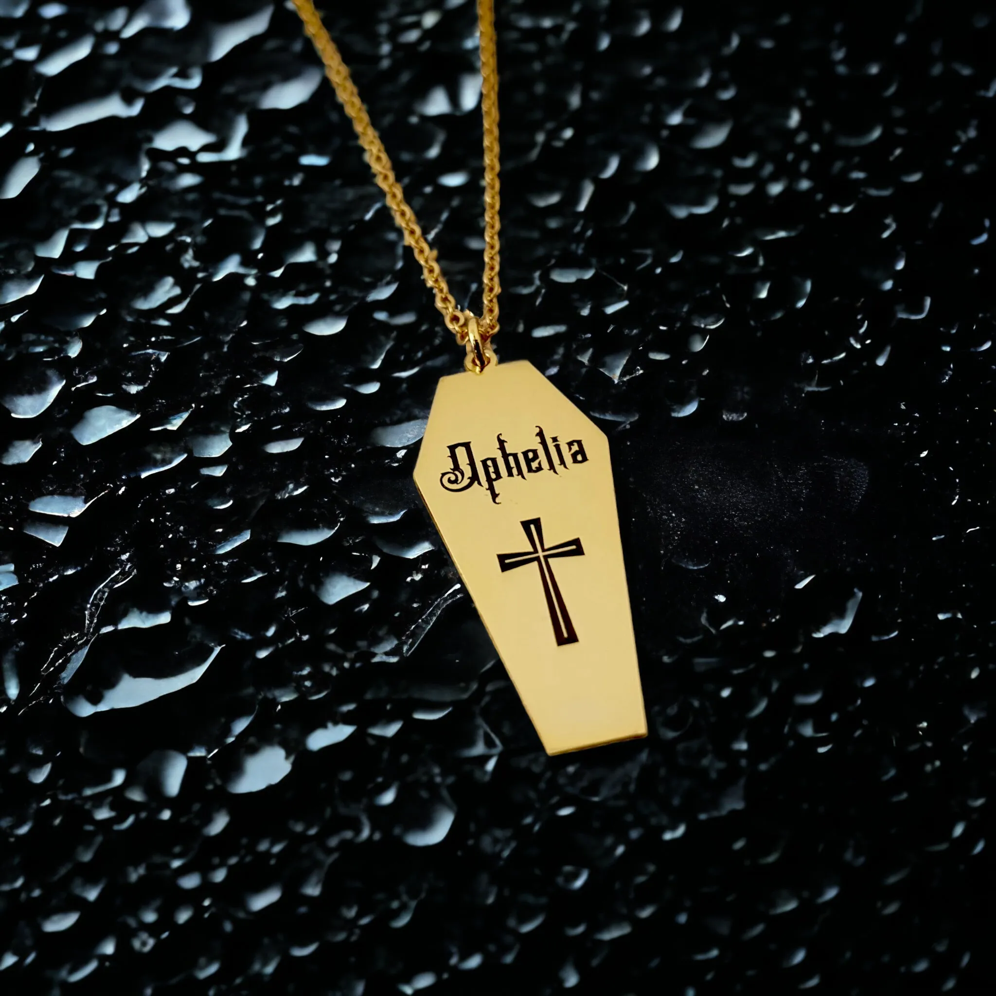 Eternal Rest: Personalized Coffin Necklace