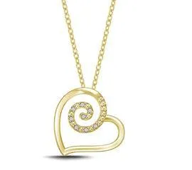 EternalDia Tilted Curved Heart Pendant Necklace