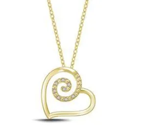 EternalDia Tilted Curved Heart Pendant Necklace